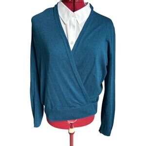 J.Jill Women’s Size Medium Silk Wool‎ Blend Faux Wrap Sweater